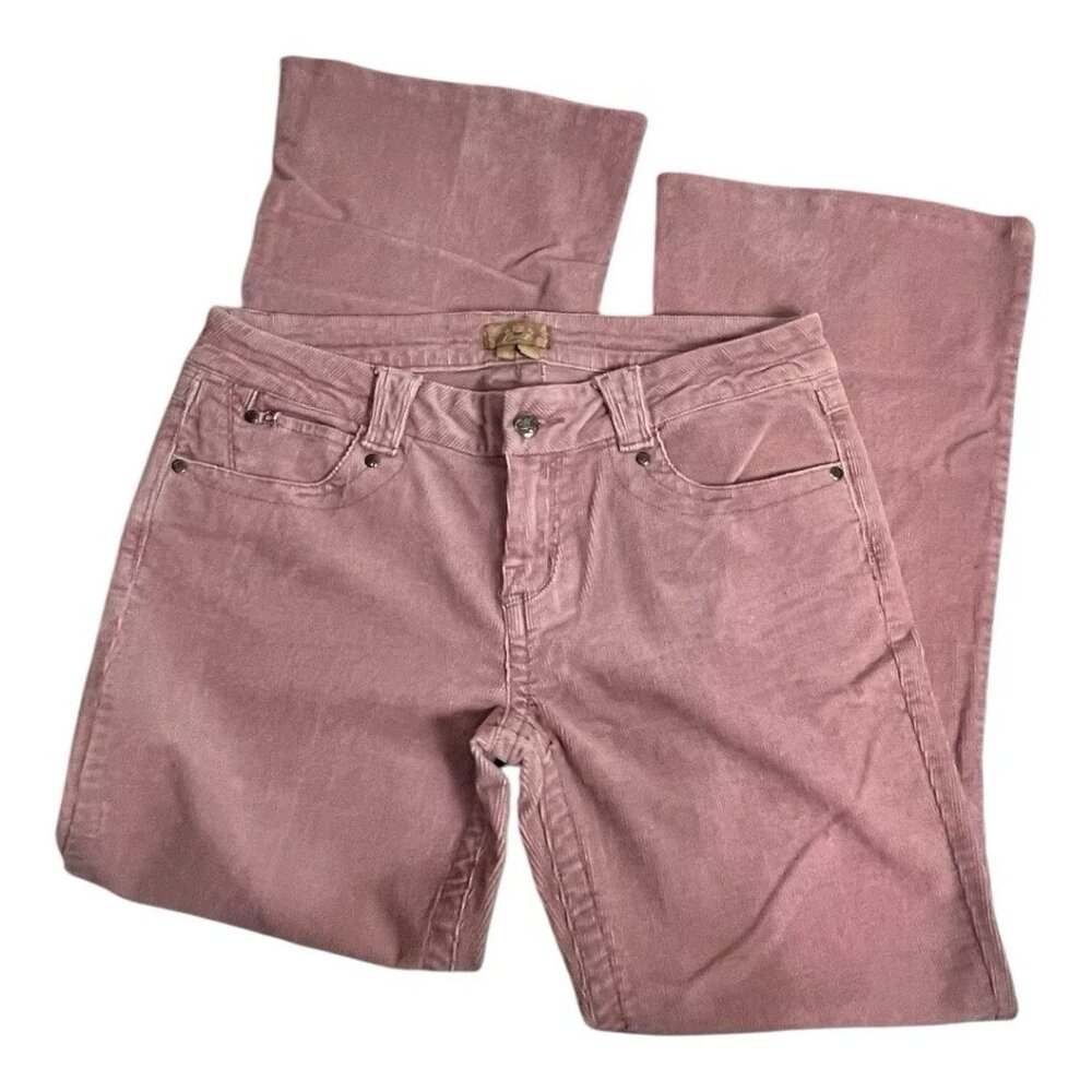 CANDIES Corduroy Pant Women Junior 11 Pink Wide Leg Boot Flare Stretch Y2K Thick